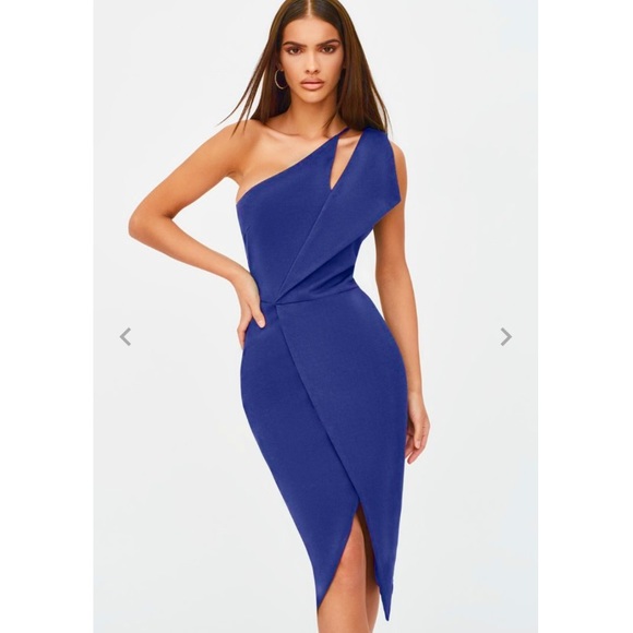 One Shoulder Cut Out Midi Wrap Dress 